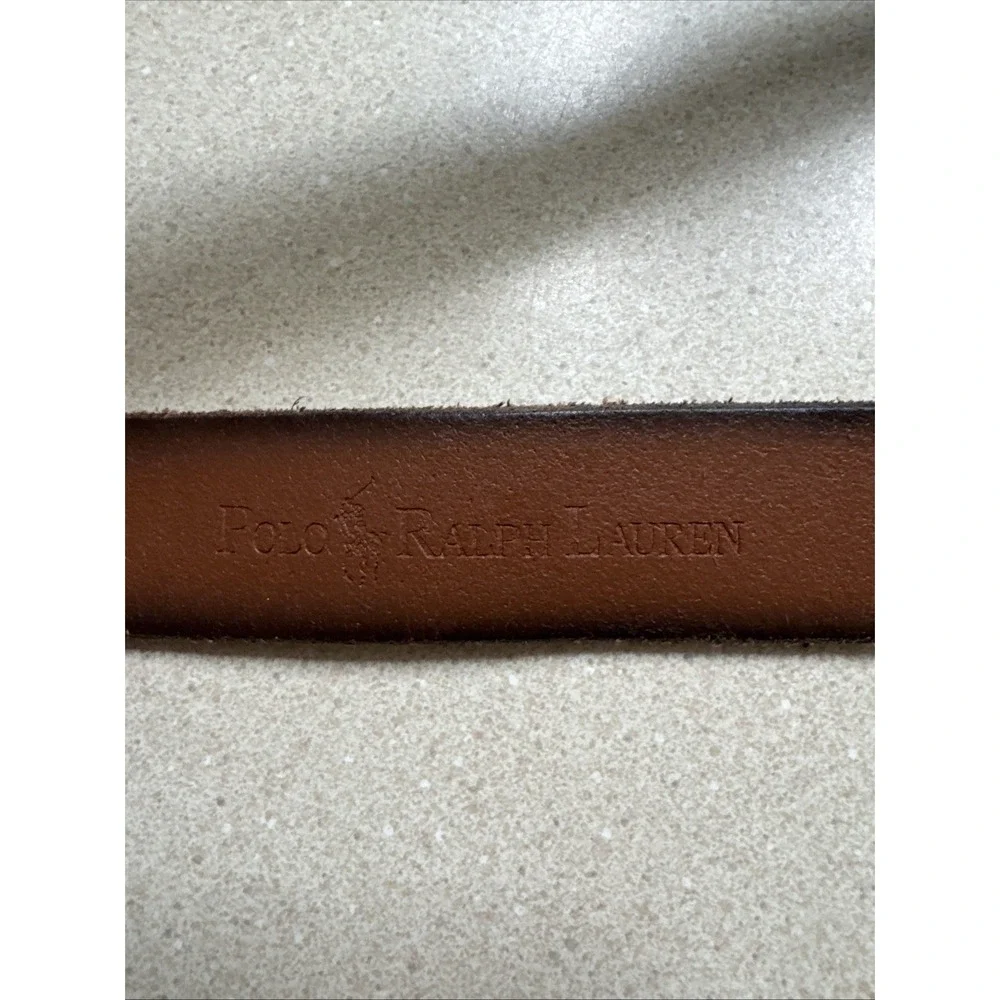 Polo Ralph Lauren Men Belt 42 Brown Italian Leather Silver Buckle Classic Preppy